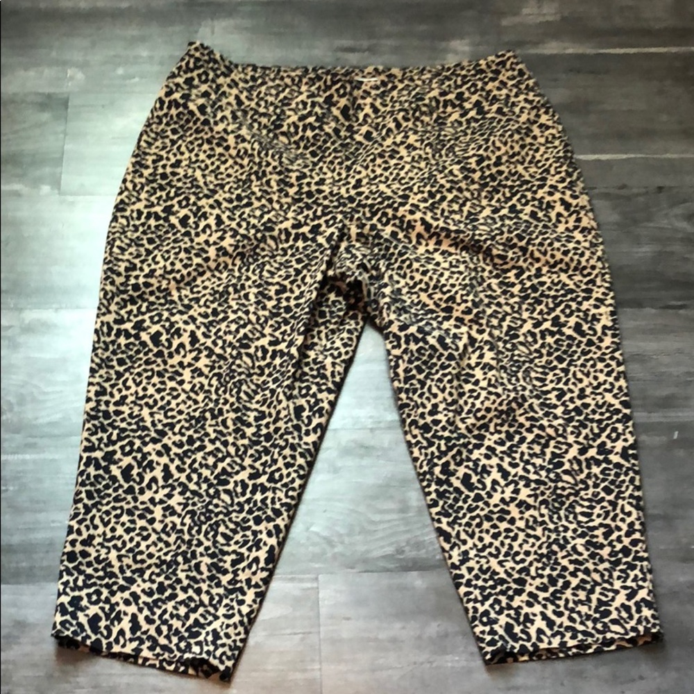Cato Leopard Print Ankle Crop Pants - Tan & Black